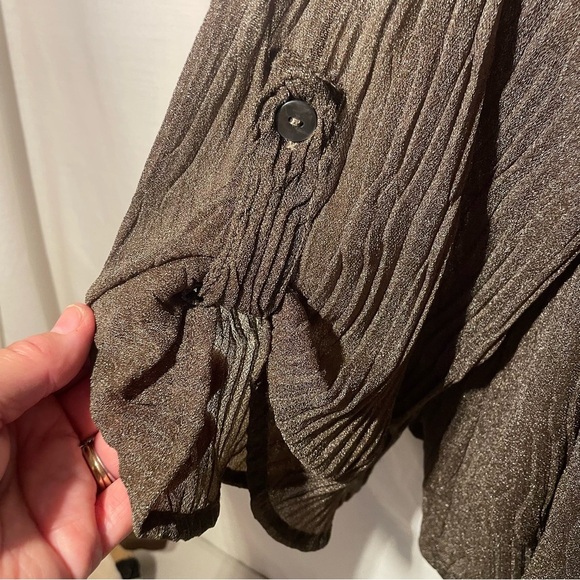 Chico’s brown metallic sheer Textured Open Cardigan/jacket size 3-Chico = XL - Picture 4 of 6